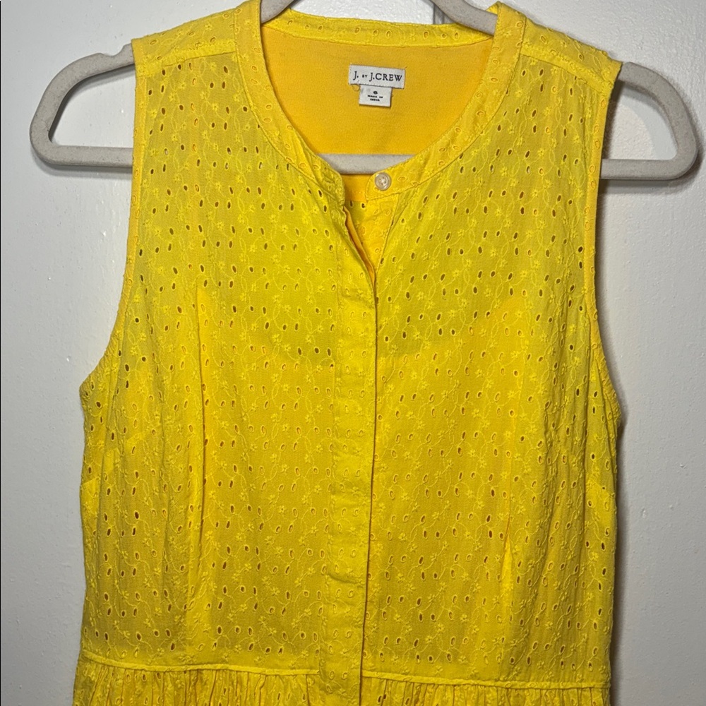 J. Crew Sleeveless Eyelet Button-Front Mini Dress in Yellow - Picture 3 of 5